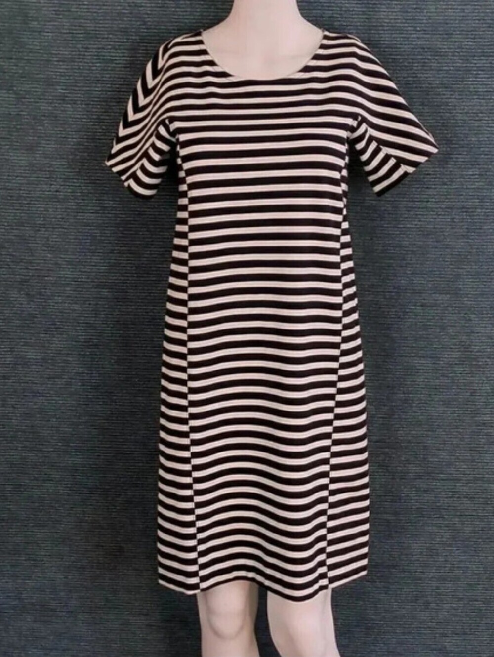J. Crew Black& White Striped Tee Shirt Dress